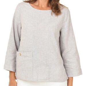 Habitat 41520 Pocket Pullover Top Linen Blend SZ XLarge Gull Lagenlook NWT